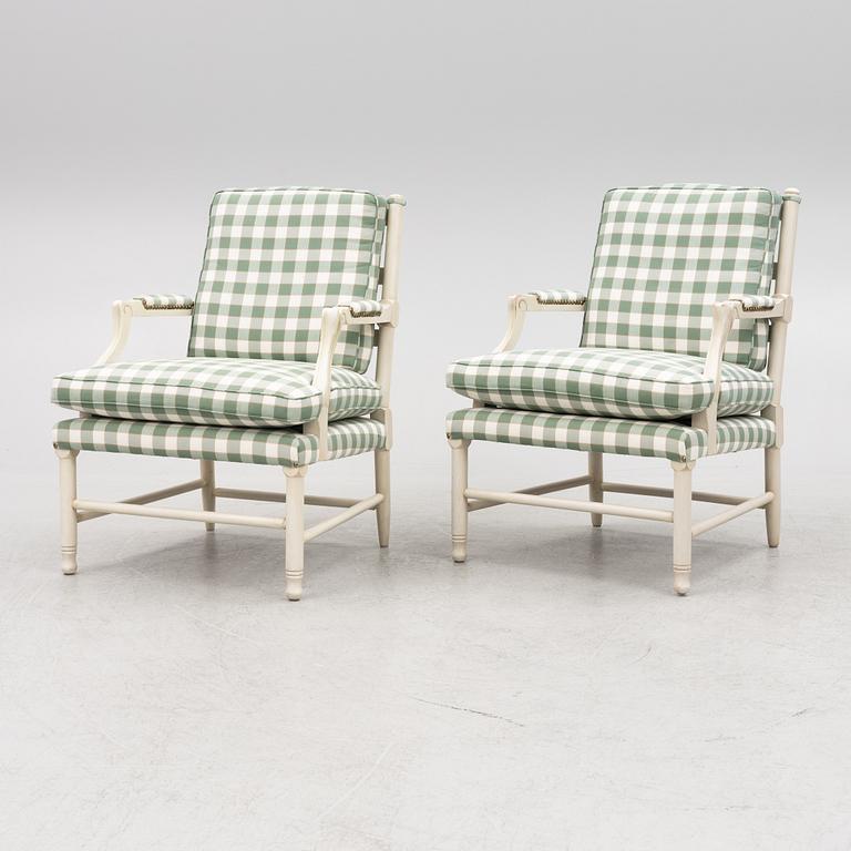 A pair of Gripsholm model armchairs, late 20th Century.