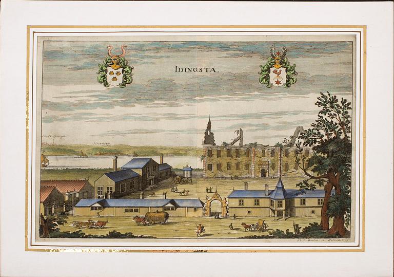 GRAVYRER, 4 st, ur "Svecia Antiqua et Hodierna", 1700-tal.