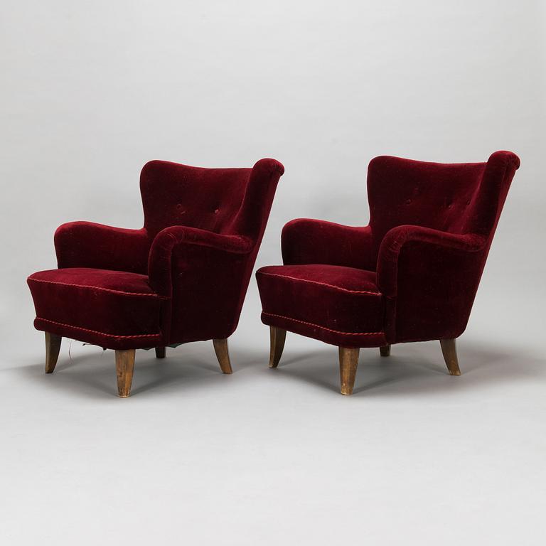 Ilmari Lappalainen, a pair of 1950's 'Laila' armchairs for Asko, Finland.