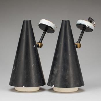 VÄGGBELYSNING, ett par. Design Hans Agne Jakobsson, Markaryd, etikettmärkt, 1900-talets mitt
