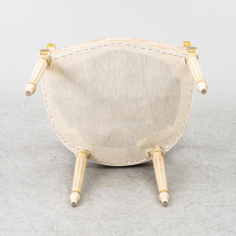 Dining table and armchair, Louis XVI style. Italy, second half of the 20th century.