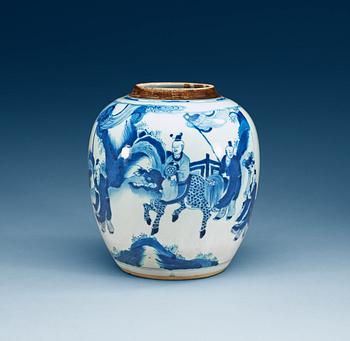 1545. A blue and white jar, Qing dynasty, Kangxi (1662-1722).