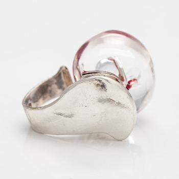 Björn Weckström, "Man i cosmos", a sterling silver and acrylic ring. Lapponia 1970.