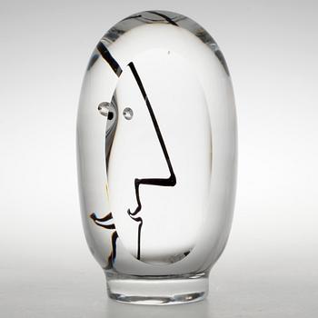 GÖRAN WÄRFF, skulptur "Dykarens upptäckt" glas, signerad, Kosta Boda unik.