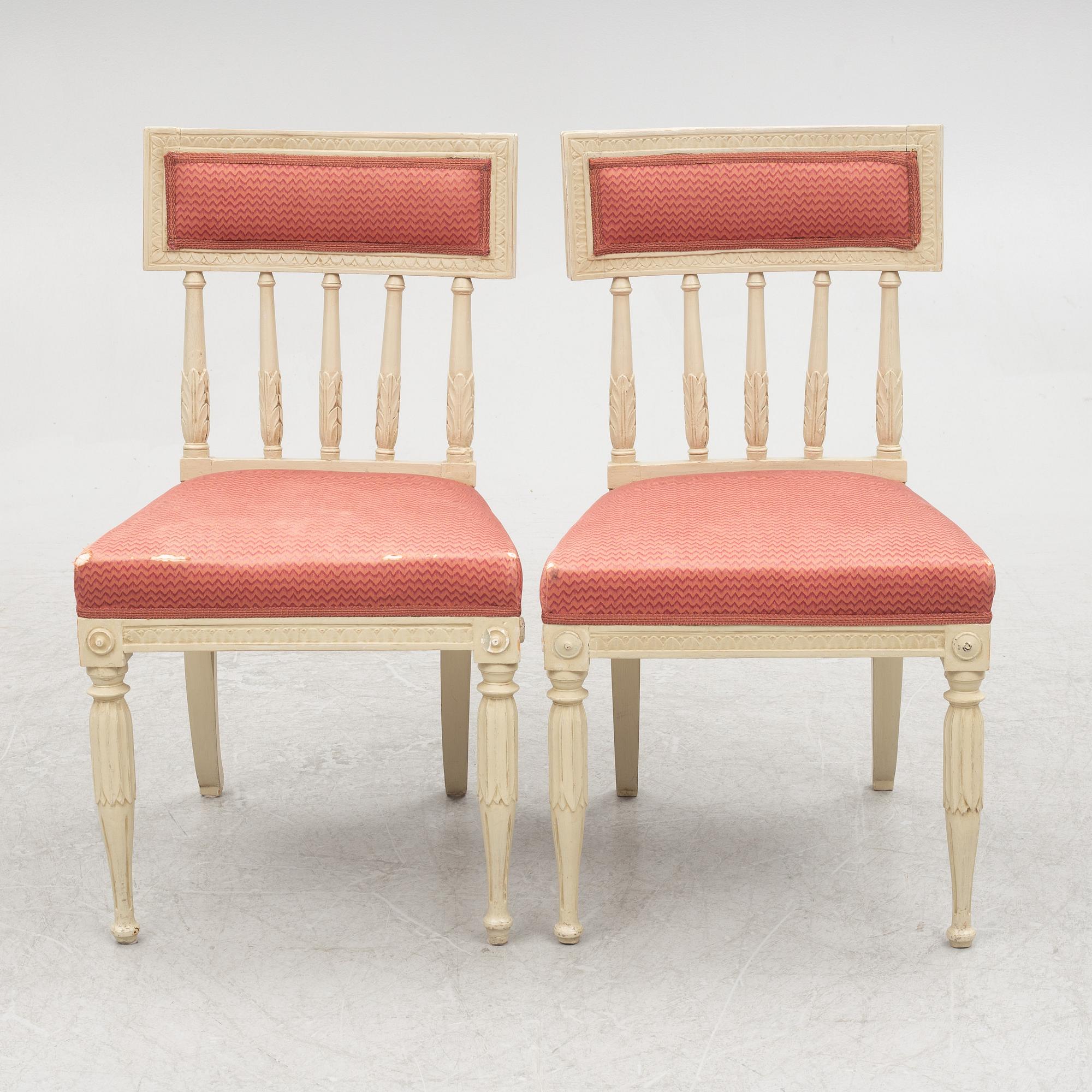 A set of five late Gustavian chairs, circa 1800.