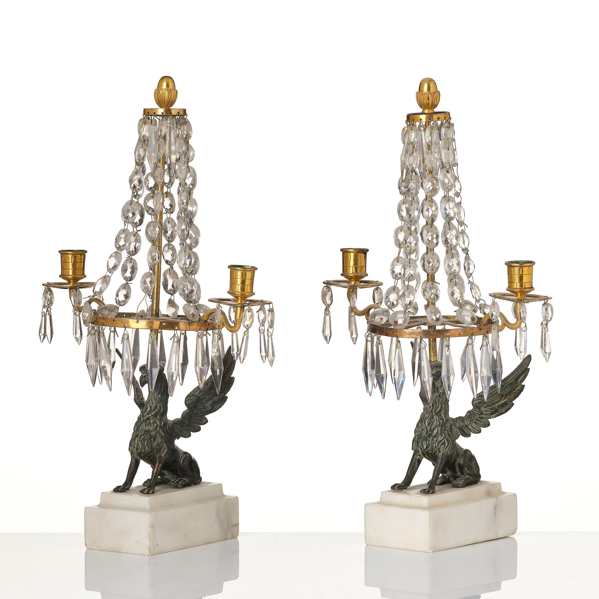 A pair of girandoles, 19th century.