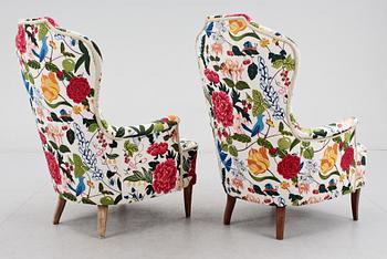 FÅTÖLJER, ett par, "Farmor", Carl Malmsten. Modellen formgiven 1956.