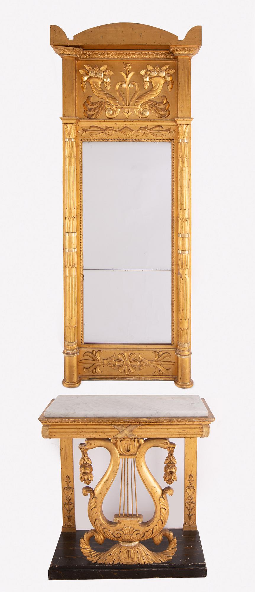 SPEGEL MED KONSOLBORD, empire, 1800-tal.