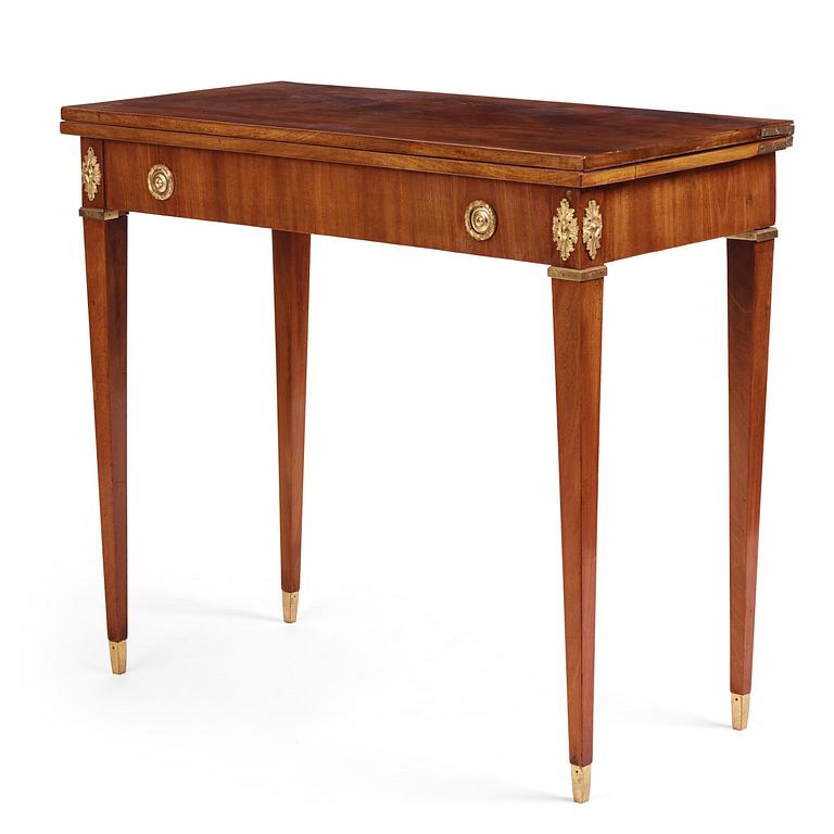 A Gustavian mahogany games table by Georg Haupt (master in Stockholm 1770-84).