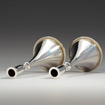 WIWEN NILSSON, ljusstakar, ett par, Lund 1950, sterling,
