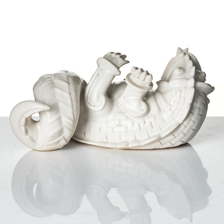 Wilhelm Kåge, two ceramic sculptures av dragons, Gustavsberg, ca 1940.