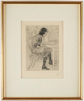 CARL LARSSON, etching, signed.