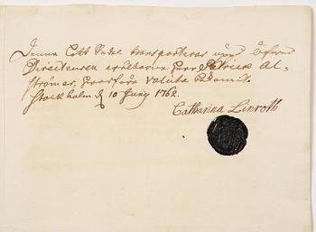 A Swedish share certificate, Ahlingsåhs Manufaktur Werk, No 476, 1728.