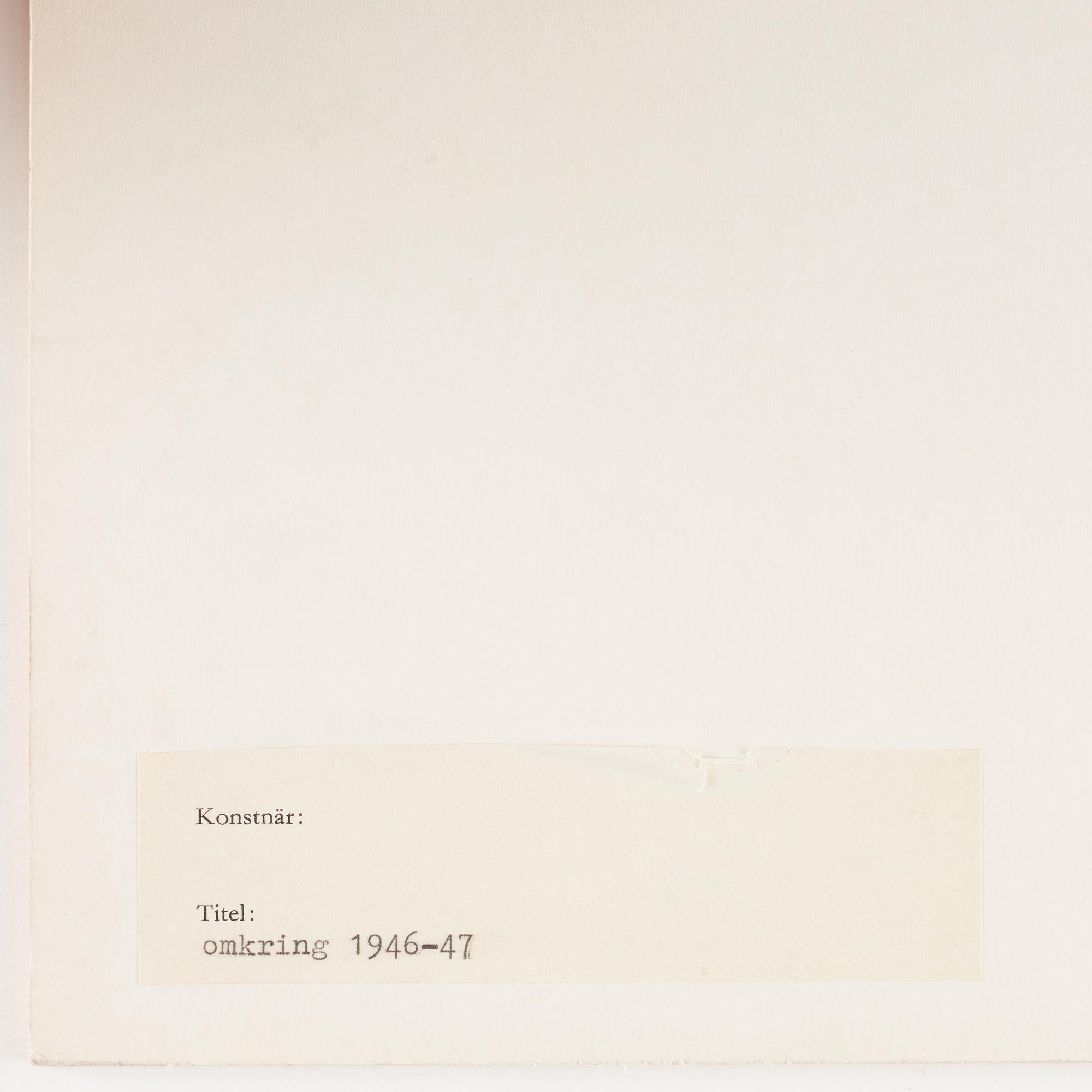 CO Hultén, blandteknik på papper, signerad och utförd 1946.