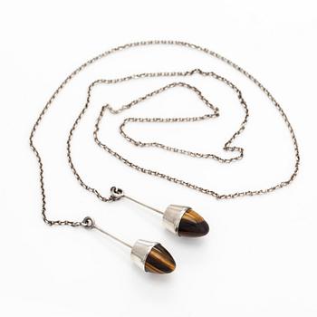 Elis Kauppi, pendant, silver, tiger's eye.