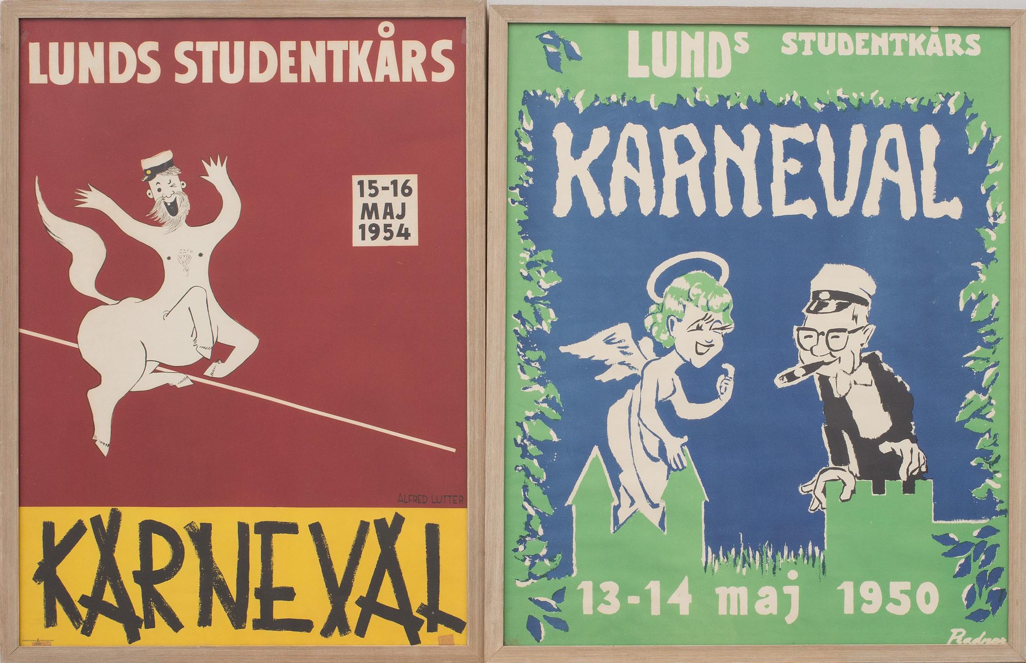 AFFISCHER, 6 st, "Karnevalen Lund". Olika årgångar.