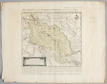 KARTA, delvis kolorerad, 1700-tal.
