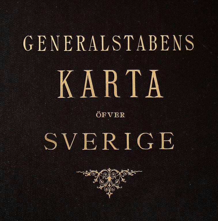 KARTBOK, "Generalstabens karta öfver Sverige", utgiven av generalstabens litografiska anstalt, 1800-talets slut.