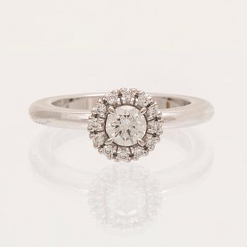 An 18K white gold ring with round brilliant cut diamonds by Engelbert, with GIA dossier.