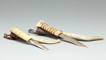 SAMEKNIVAR, 2 st, bl a Paul Larsson, sign. 1900-talets mitt/andra hälft.