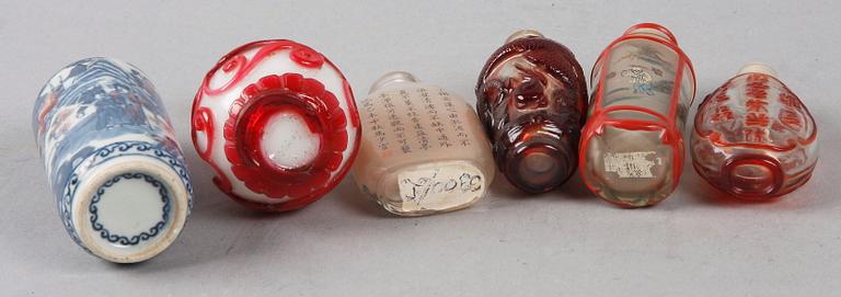 SNUSFLASKOR, 6 st, glas, porslin, Kina.