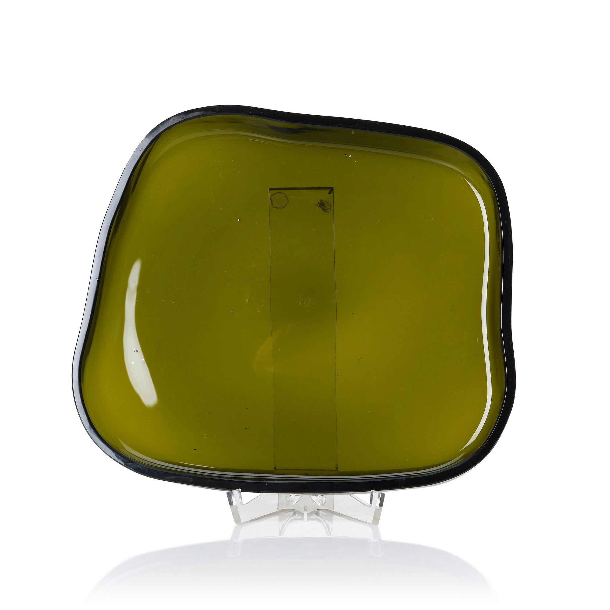 Alvar Aalto, a 'model 9769' green glass dish, Iittala, Finland 1956.