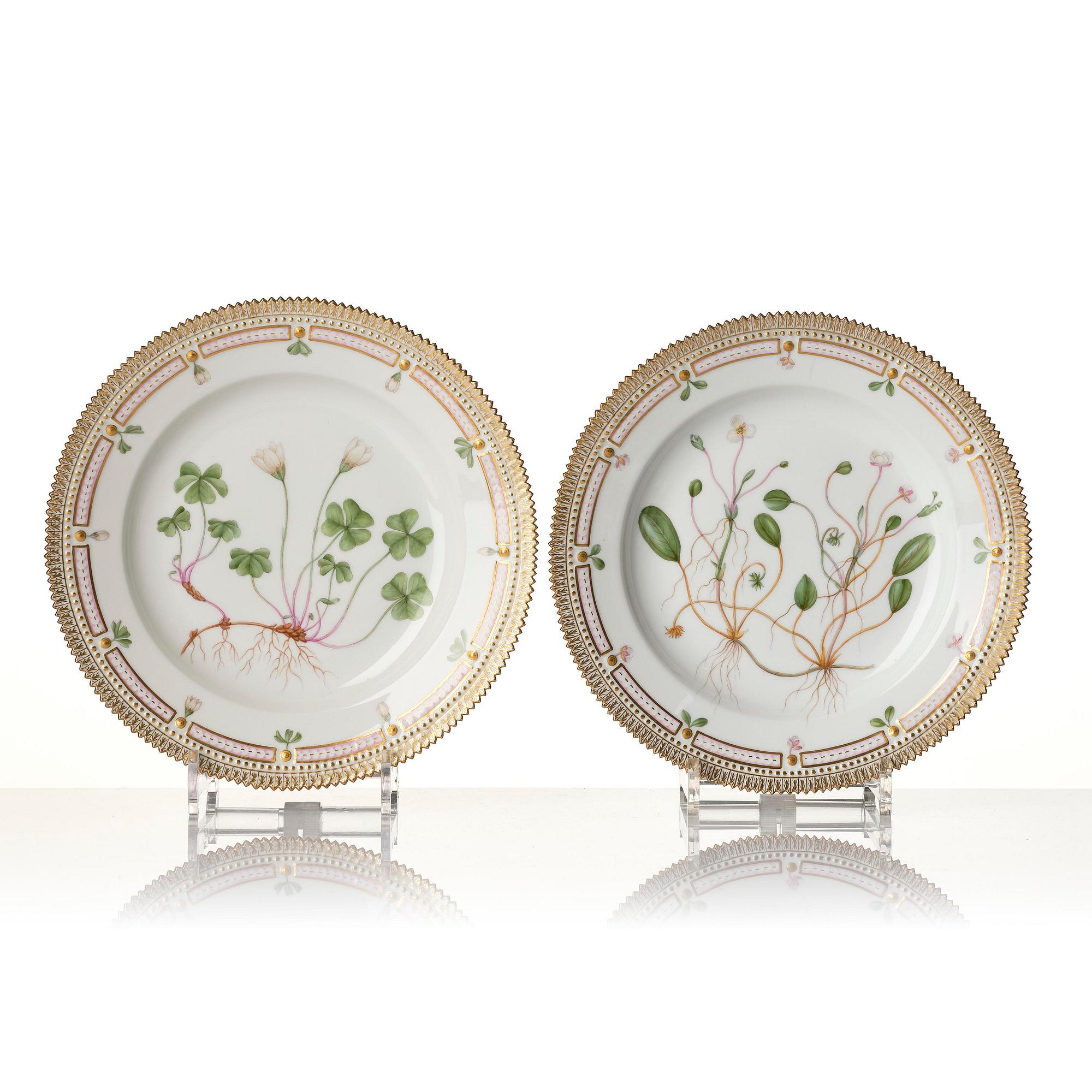 A Royal Copenhagen 'Flora Danica' service for two, Denmark, 20th century. (12 pieces).
