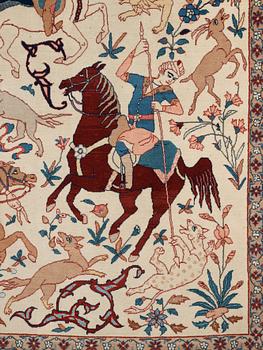 A RUG, semi-antique Esfahan, Seirafian, ca 169 x 108 cm (as well as a flat woven area at each end).