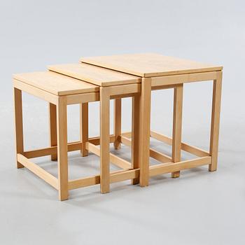 Three small tables named "HE 6040", designed by Hans Ehrlin, Tranås in 1961. Made in the fourth quarter of the 20th cent.