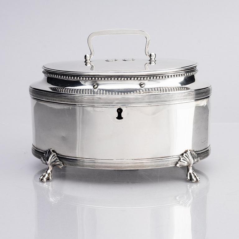A Swedish 18th century Gustavian silver sugar-casket, mark of Pehr Zethelius, Stockholm 1796.
