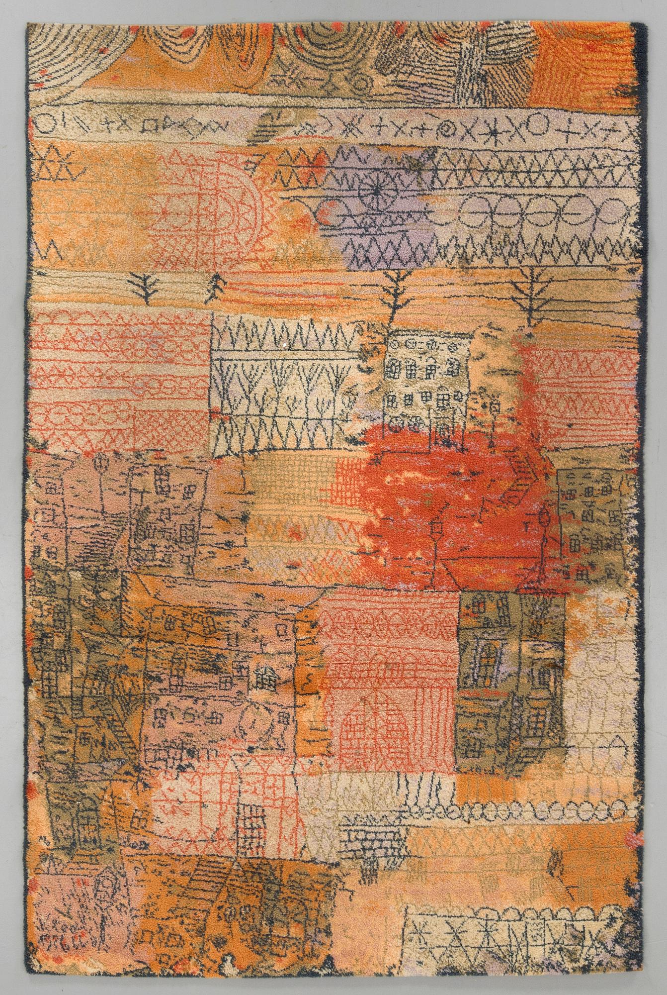 MATTA, efter Paul Klee, maskingjord flossa, Ege Art Line, Danmark, 1900-talets slut ca 278 x 182 cm.