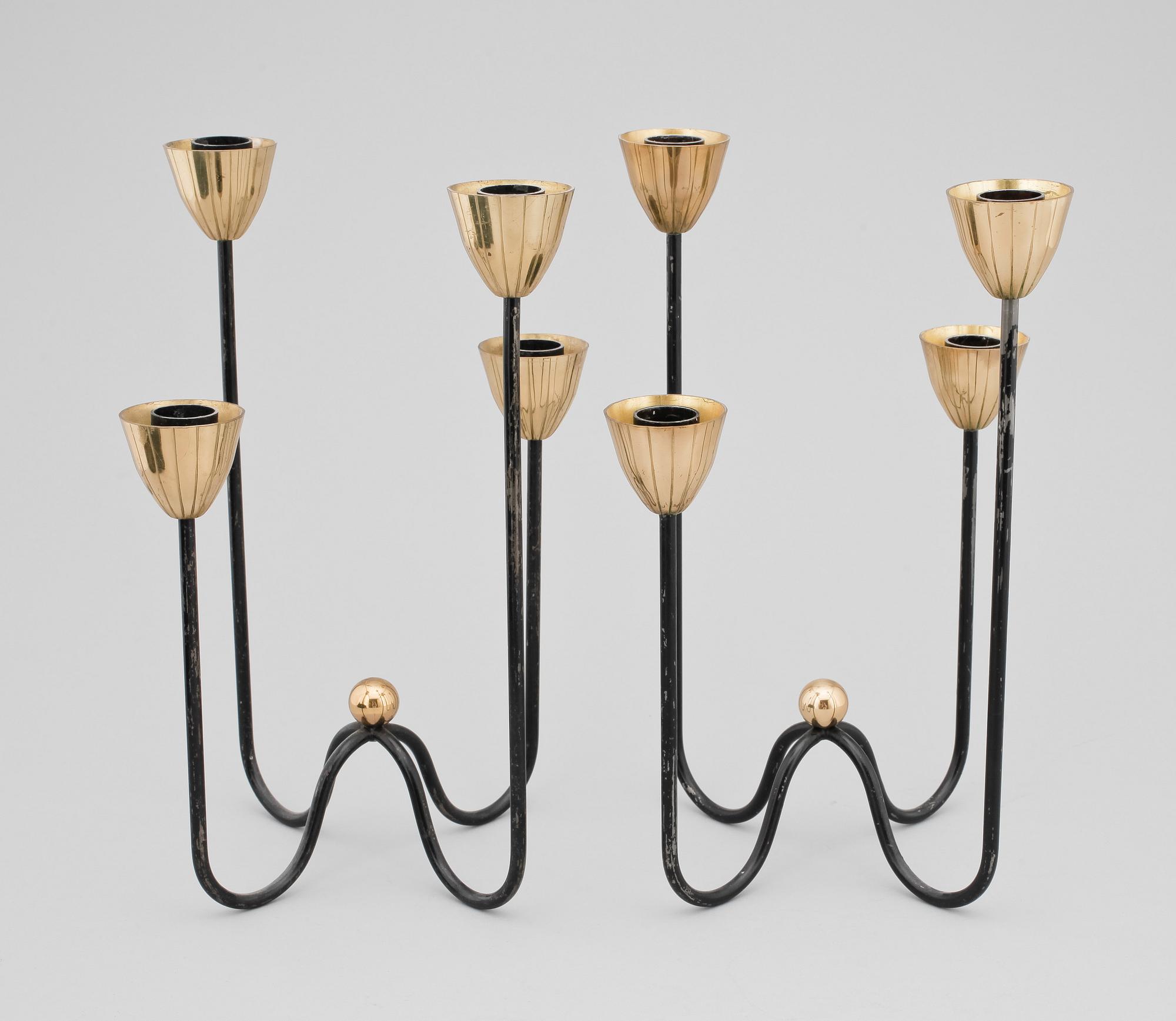 KANDELABRAR, 4 st, metall, Gunnar Ander, Ystad metall.