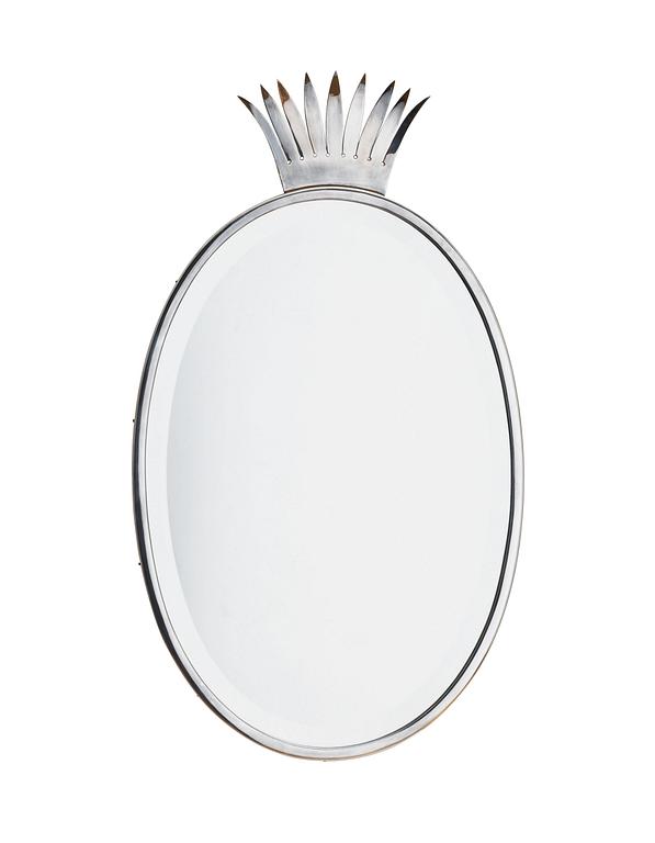 A C.G. Hallberg silver plated (alpacka) wall mirror, Stockholm 1920-30's.