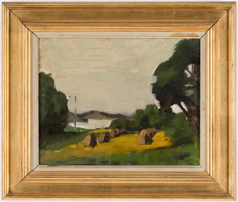 SIXTEN LUNDBOHM, olja på pannå, signerad.