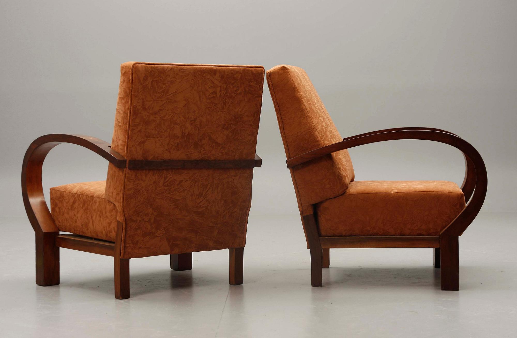 FÅTÖLJER, ett par. Art decostil, 1900-talets slut.