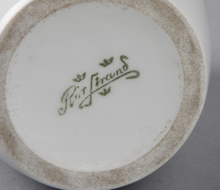 VAS samt LOCKASK, porslin, jugend, bl a Anna Boberg, sign, Rörstrand.