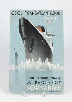 AFFISCH, "Cie.Gle. Transatlantique, French Line, Normandie", illustreration av Andre Wilquin, 1935.