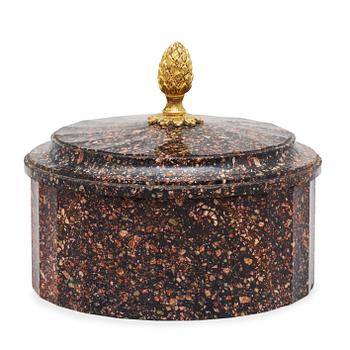 573. A Swedish Empire 19th century porphyry butter box.
