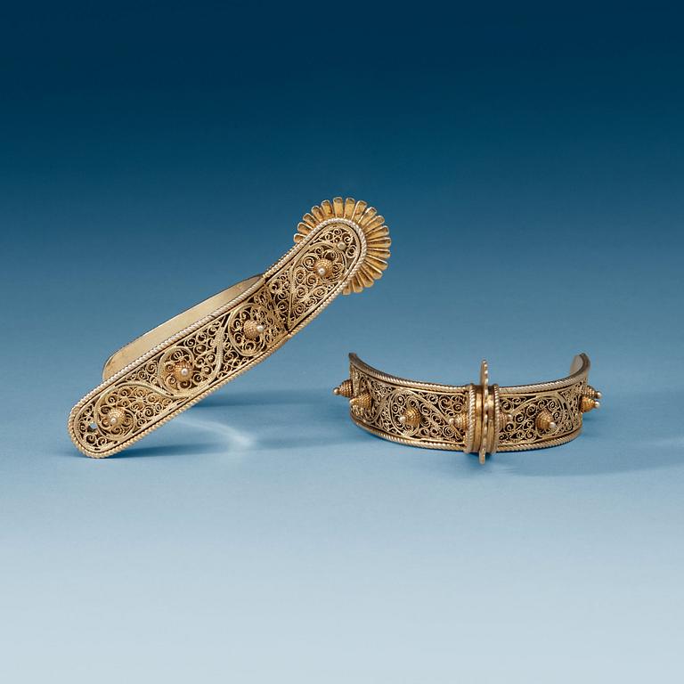 A pair of possibly Austria-Hungary 19th century silver-gilt spurs.