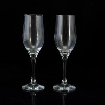 A set of ten 20th century champagne glasses.