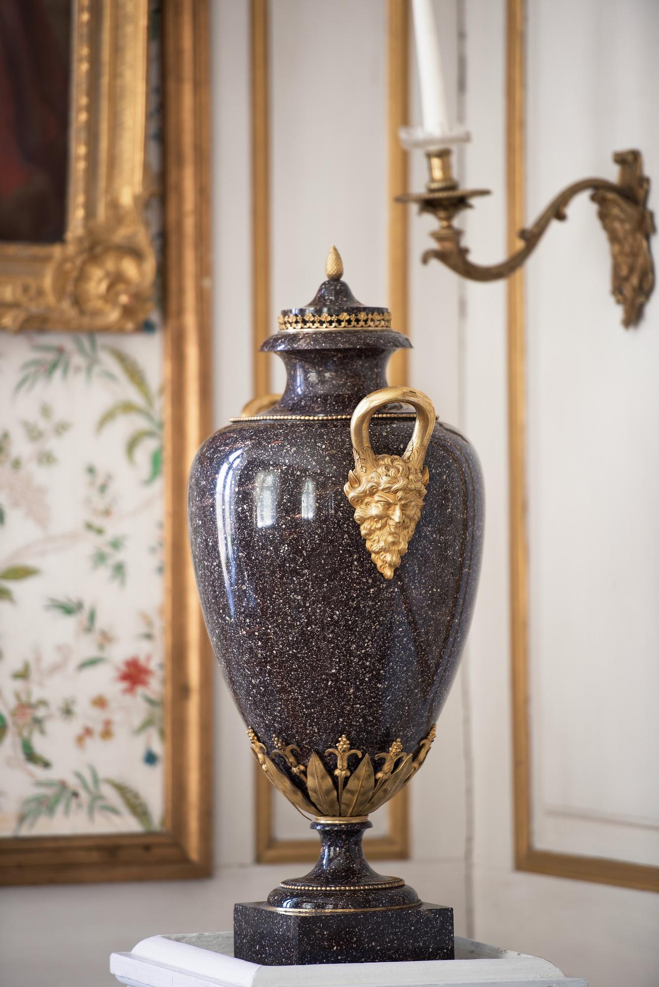 A late Gustavian circa 1800 porphyry and ormolu Vase by Court bronze chaser and gilder F.L. Rung (1758-1837) not signed.