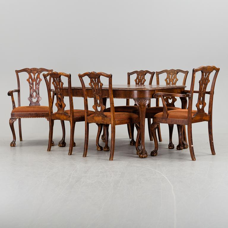 A 1920's 7 piece Chippendale-style dining group.