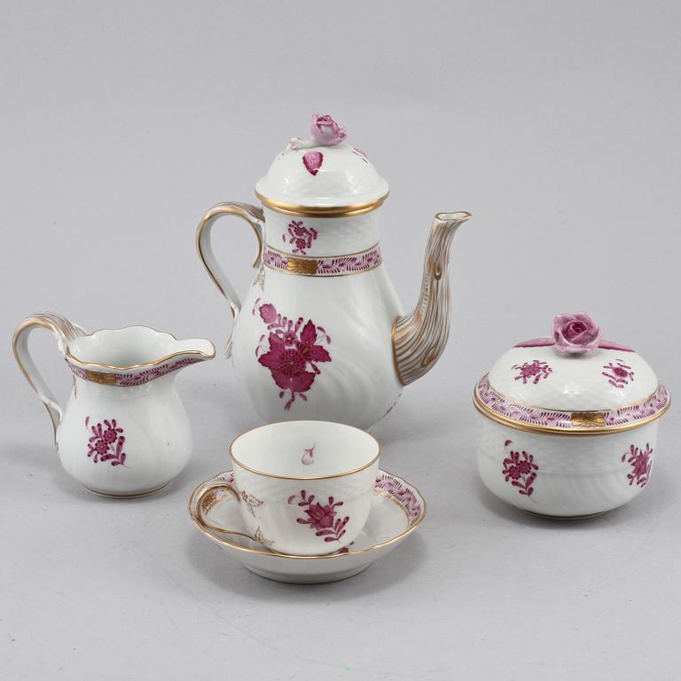 MOCCASERVIS, 9 delar, porslin, Herend, Ungern, 1900-talets andra hälft.