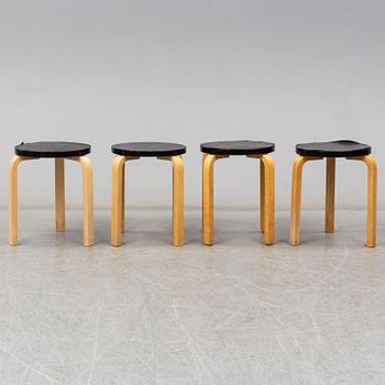 ALVAR AALTO, 4 '60' & 'E60' stools from the late 20th century.