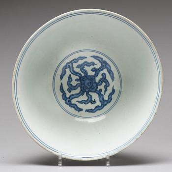 A large blue and white bowl, Ming dynasty with Jiajing mark and period (1522-1566).