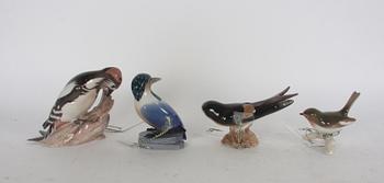 FIGURINER, 4 st, porslin, Bing & Gröndahl.