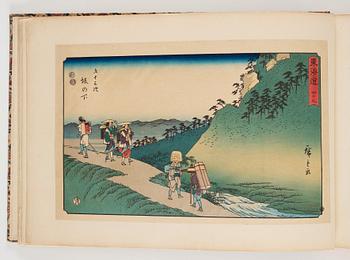 Ando Utagawa Hiroshige (1797-1858) efter, färgträsnitt. Japan, 1900-talets mitt. Album med 37 blad.