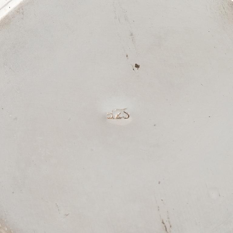 Gräddkanna, sockerskål samt bricka, sterlingsilver, Peru, 1950-tal.