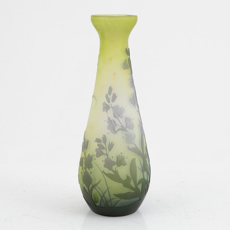 Emile Gallé, vase, glass, Art Nouveau, Nancy, France, early 20th century.