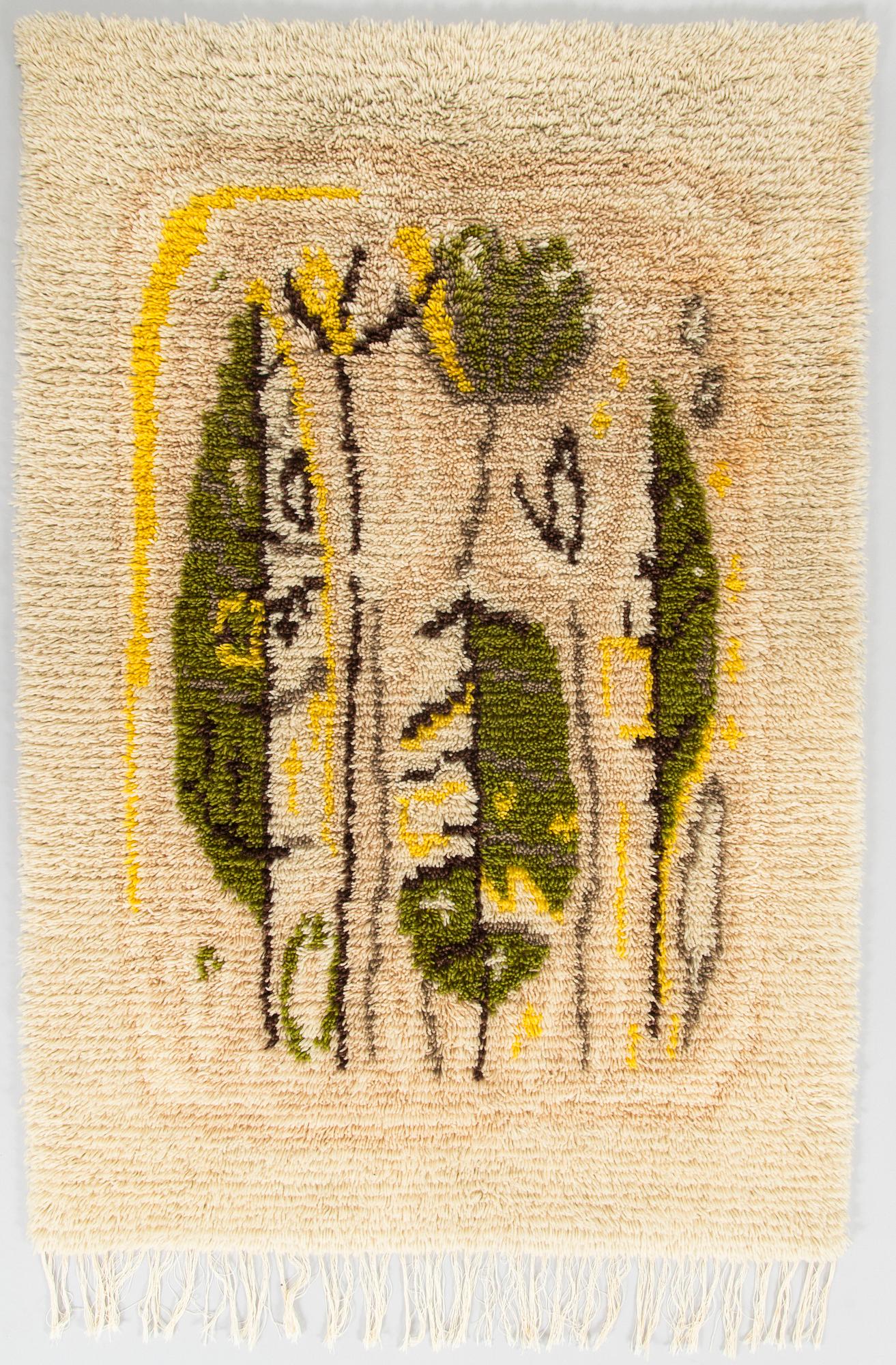 Aappo Härkönen, A Finnish long pile ryijy rug. Circa 143x97 cm.